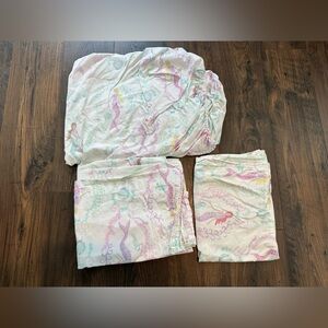 Pottery Barn Kids Bailey Mermaid Cotton Sheet Set & Pillowcase Twin Size